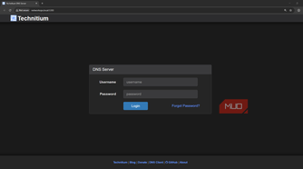 Technitium DHCP and DNS server first run login screen