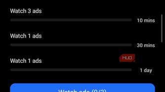 Terabox pop-up to watch three ads.