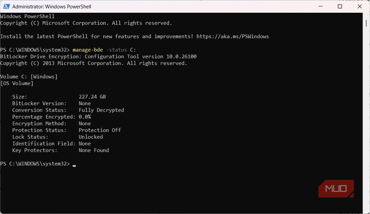 Checking for encryption via PowerShell