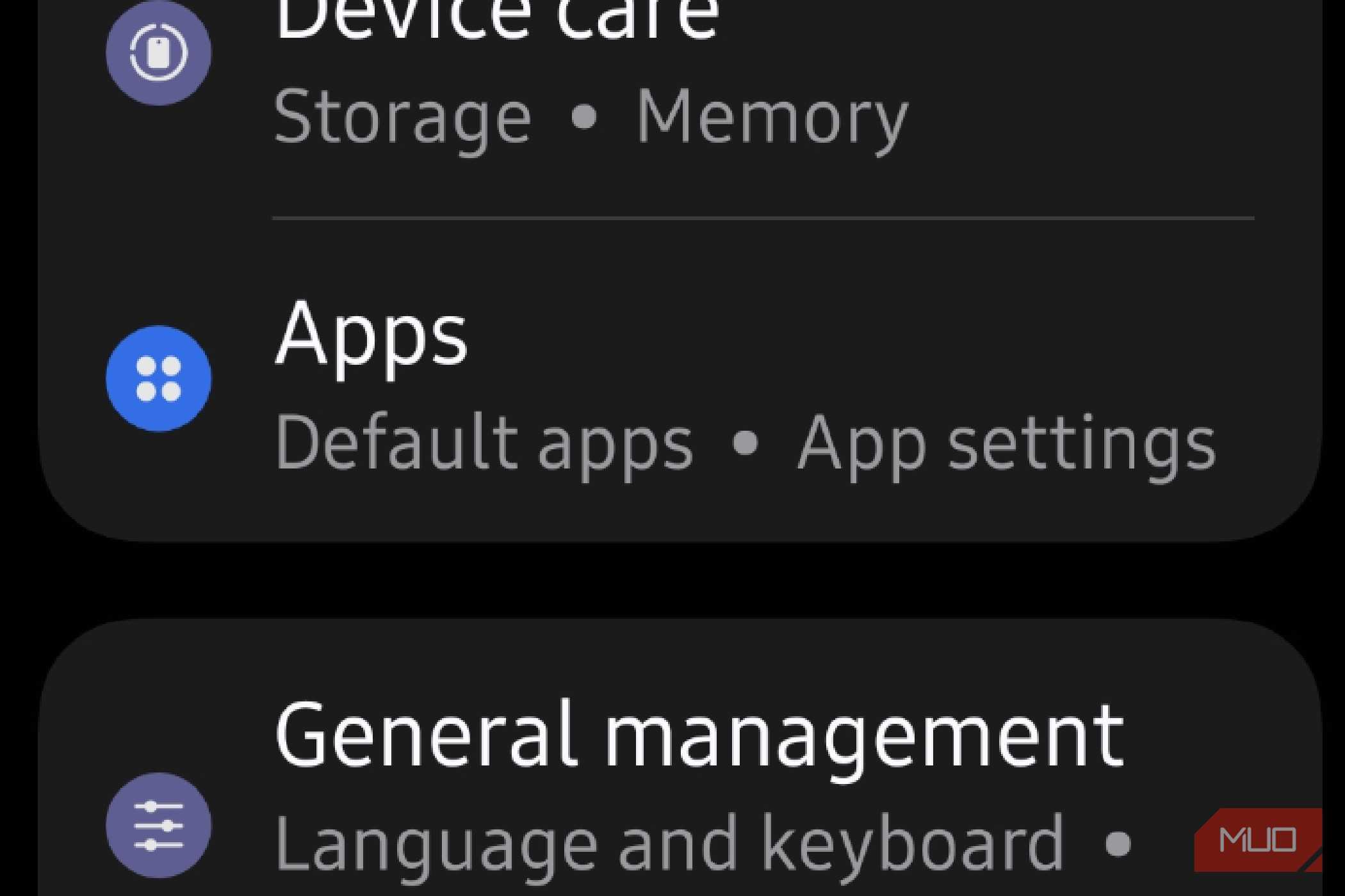 The apps option on a phone