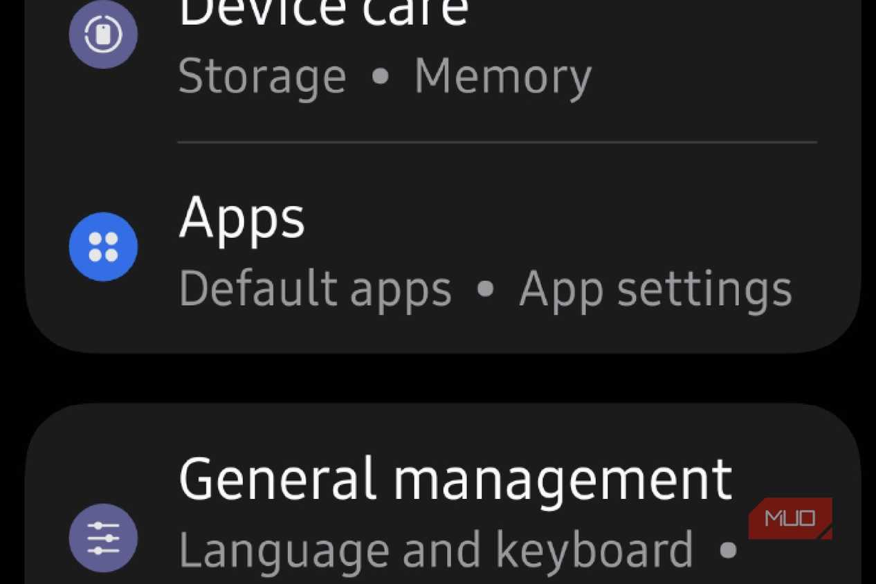 The apps option on a phone