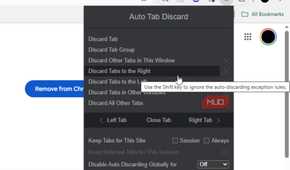 The immediate options for Auto Tab Discard