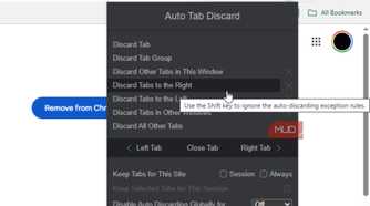 The immediate options for Auto Tab Discard
