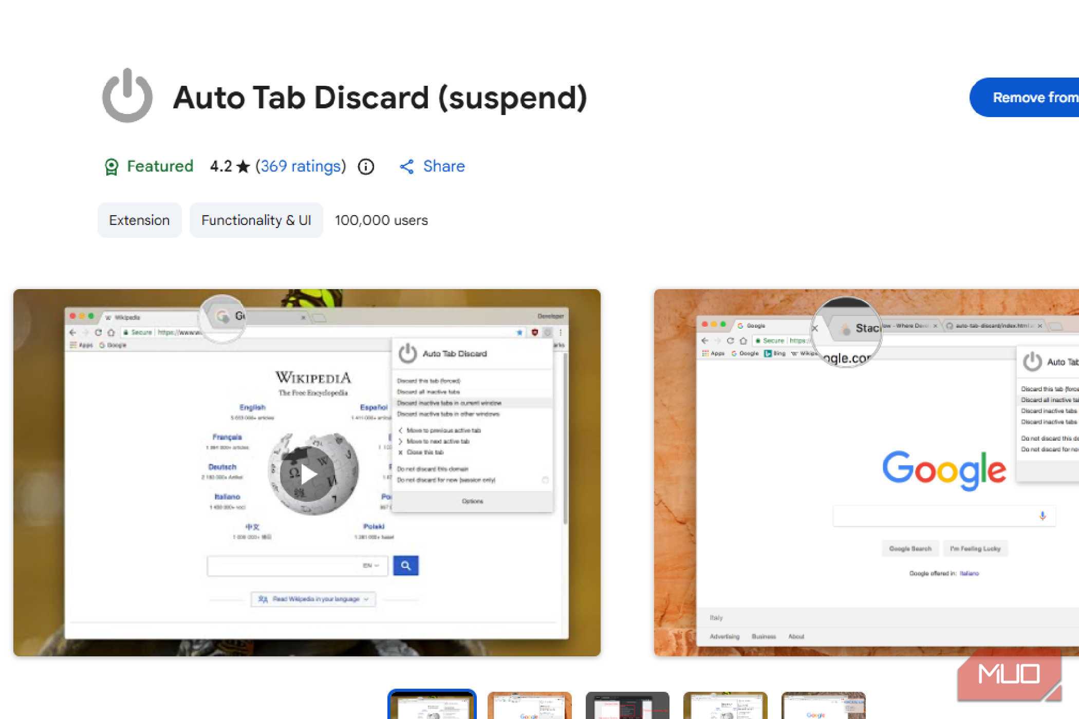 The page for Auto Tab Discard
