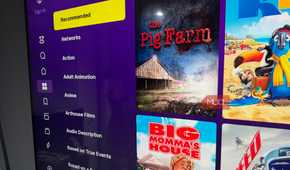 A side view of a TV showing the Tubi menu.