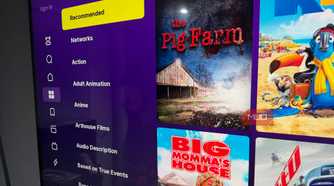 A side view of a TV showing the Tubi menu.