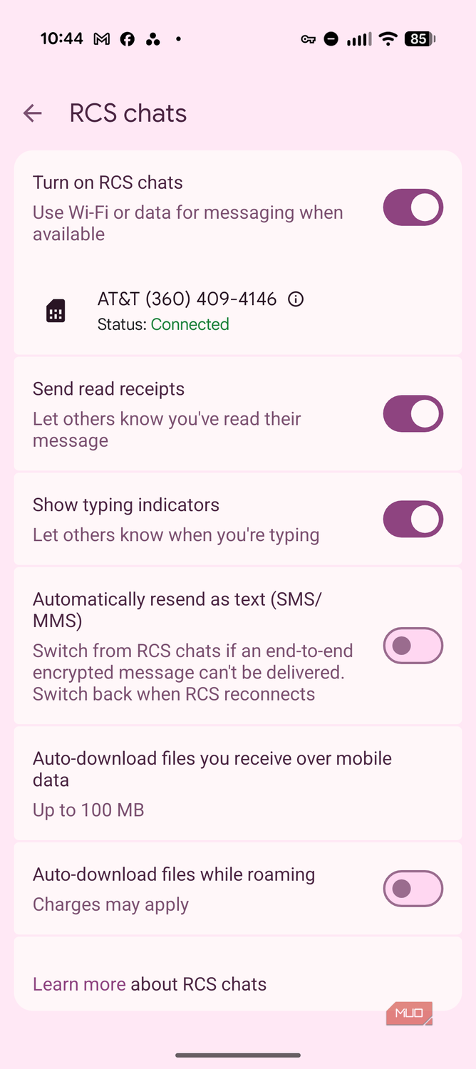 RCS chats toggle