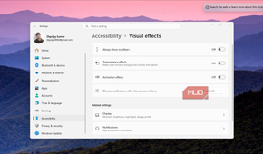 Turning off visual effects in Windows 11