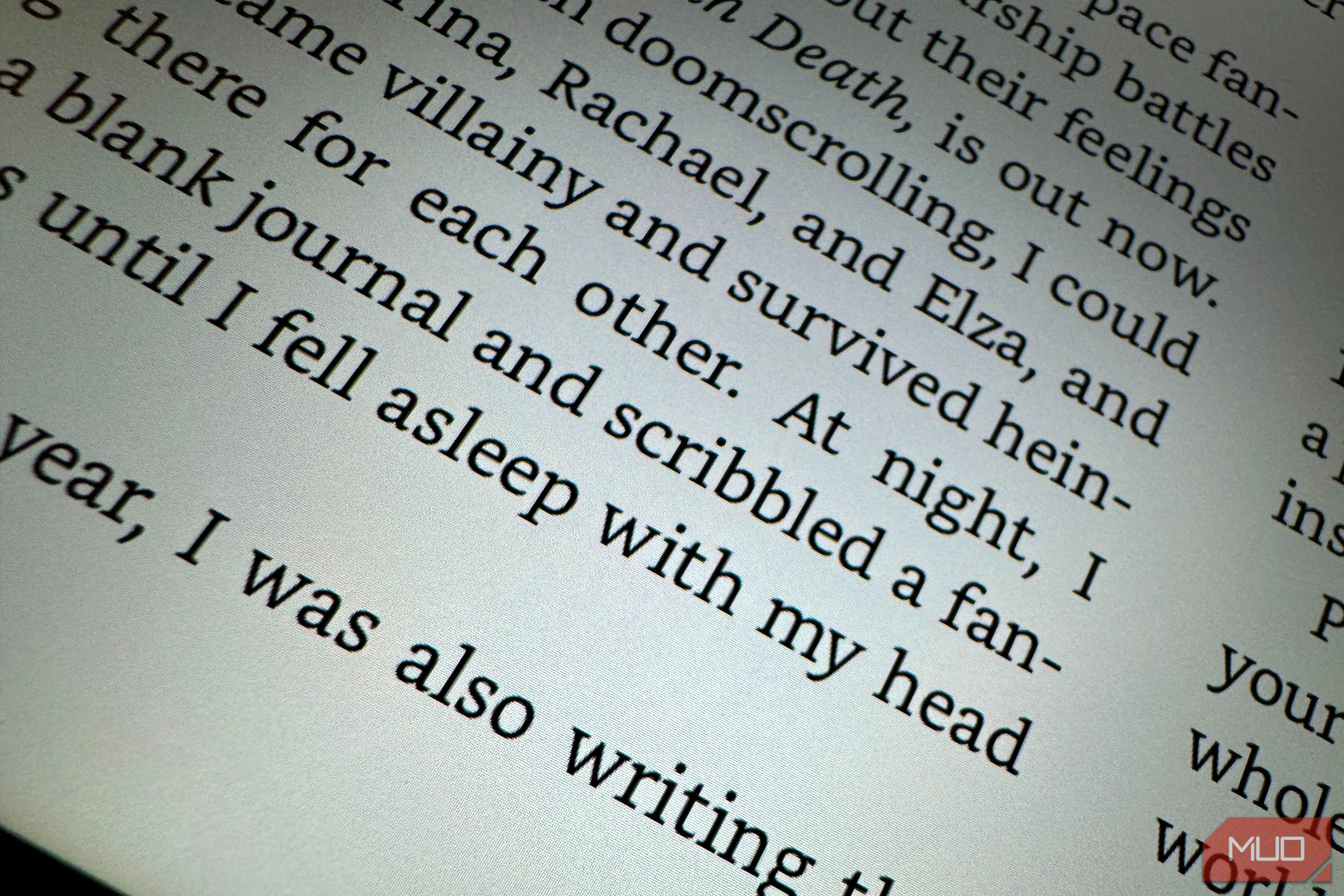 Up close text on tablet