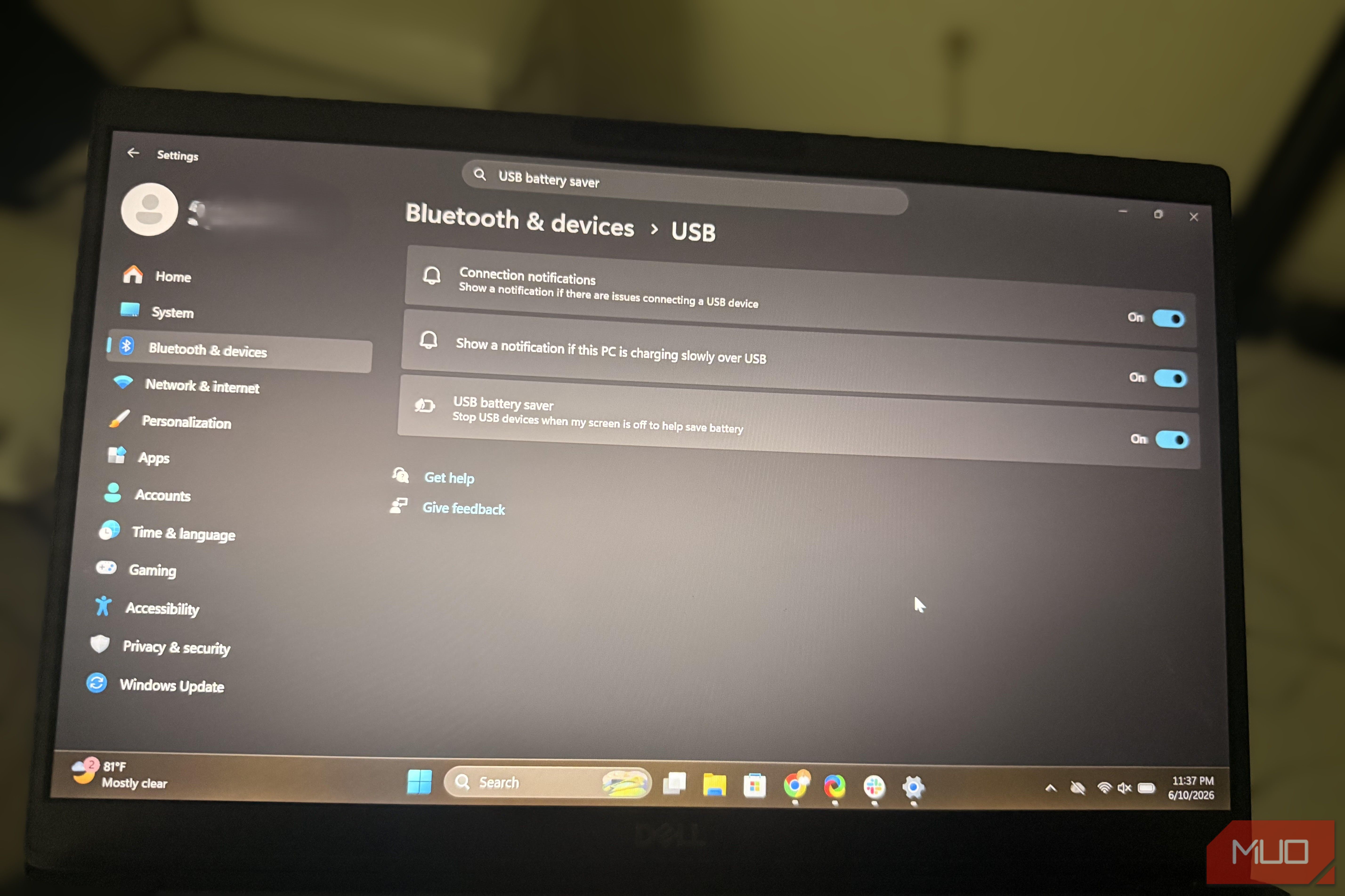 USB battery saver on Windows