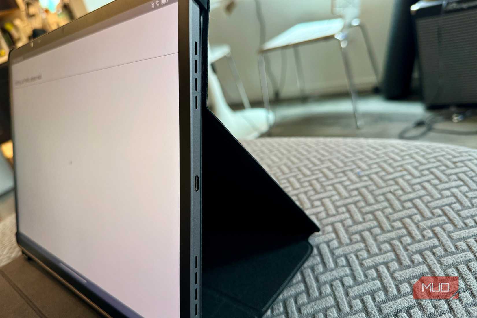 Tablet in case propped up showing USB-C tablet
