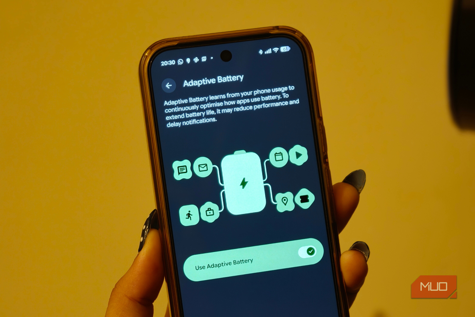 Use adaptive battery enabled on Google Pixel 10 Pro