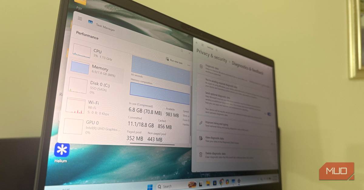 makeuseof.com - Afam Onyimadu - I turned off 5 default Windows 11 features and freed up nearly 1GB of RAM immediately