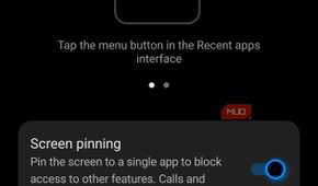 Vivo Screen pinning settings with Pinning range options