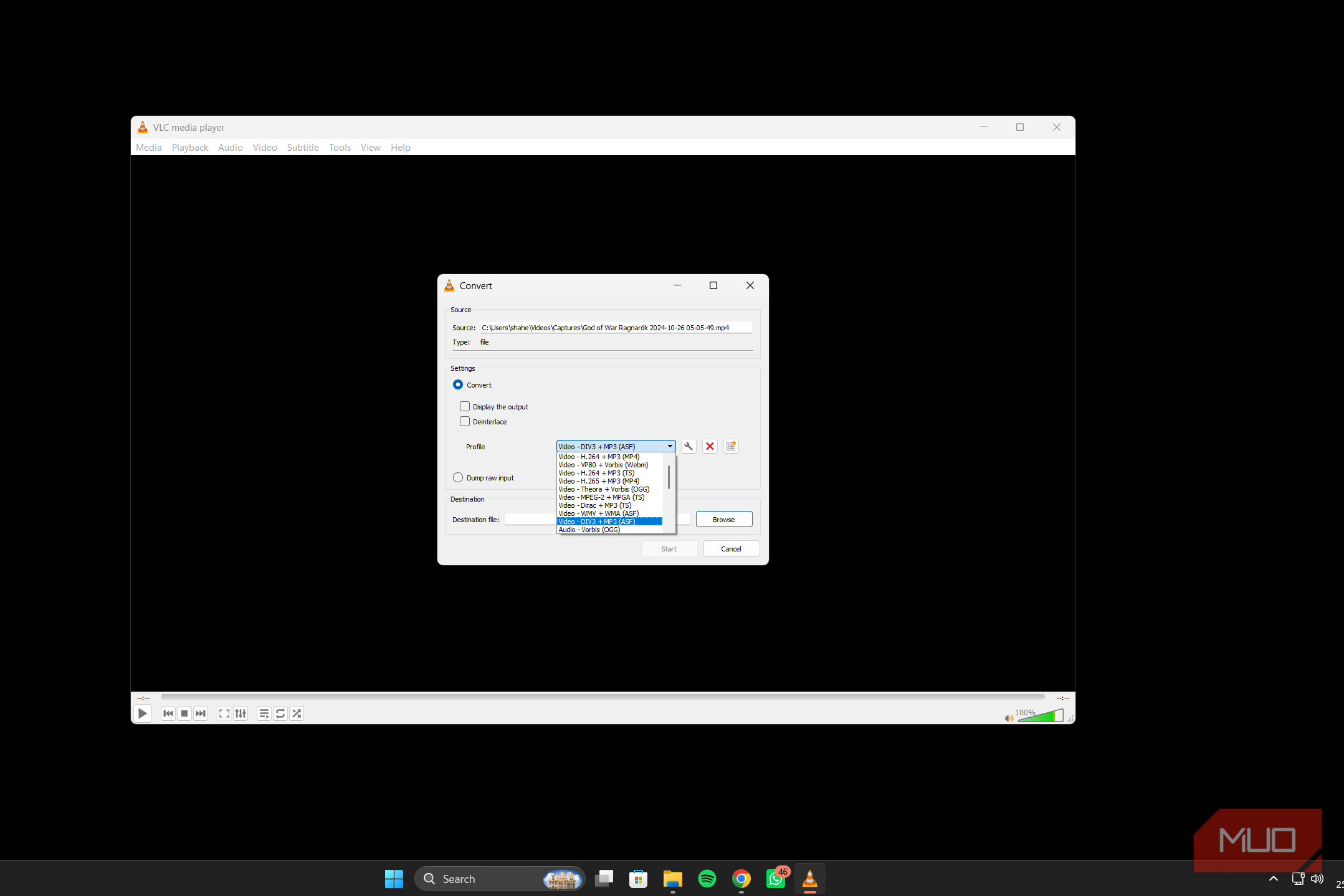 VLC convert media type
