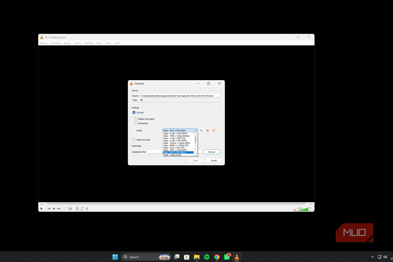VLC convert media type