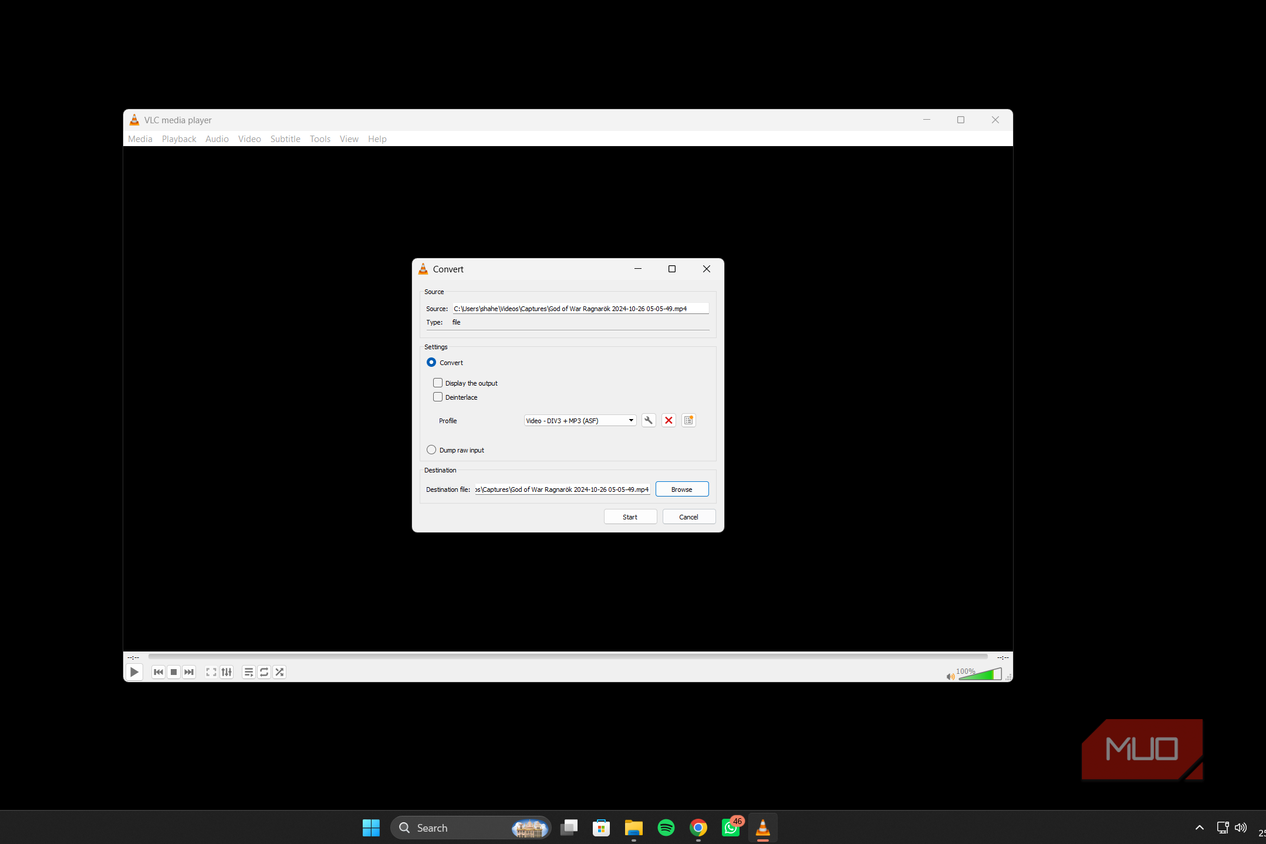 VLC convert media type