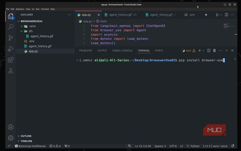Using pip install in VS Code