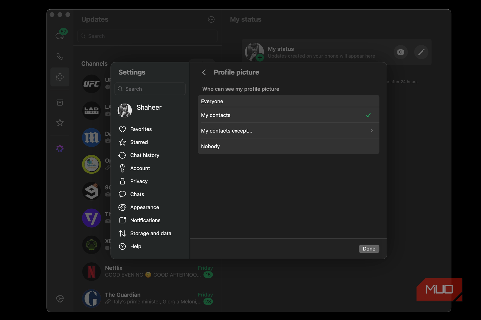 Whatsapp profile picture visibility