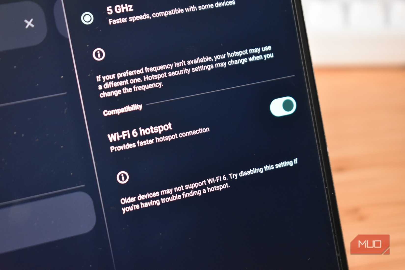 wifi 6 hotspot option android.