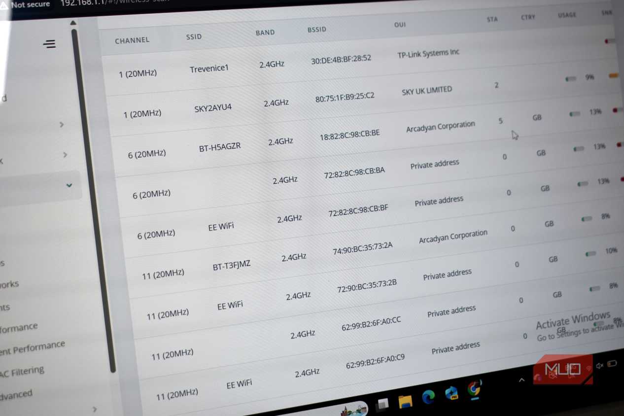 wifi scan results 2.4ghz