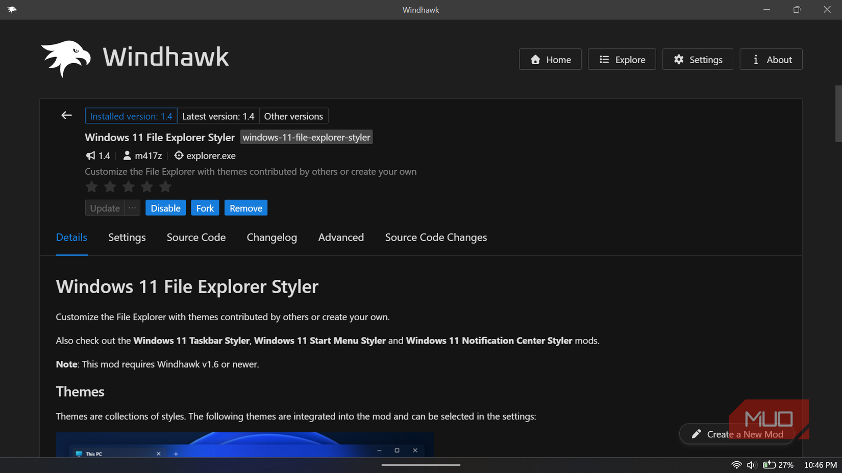 Windows 11 File Explorer Styler settings page-1