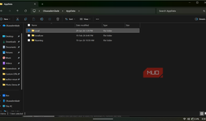 Windows file explorer showing app data folders