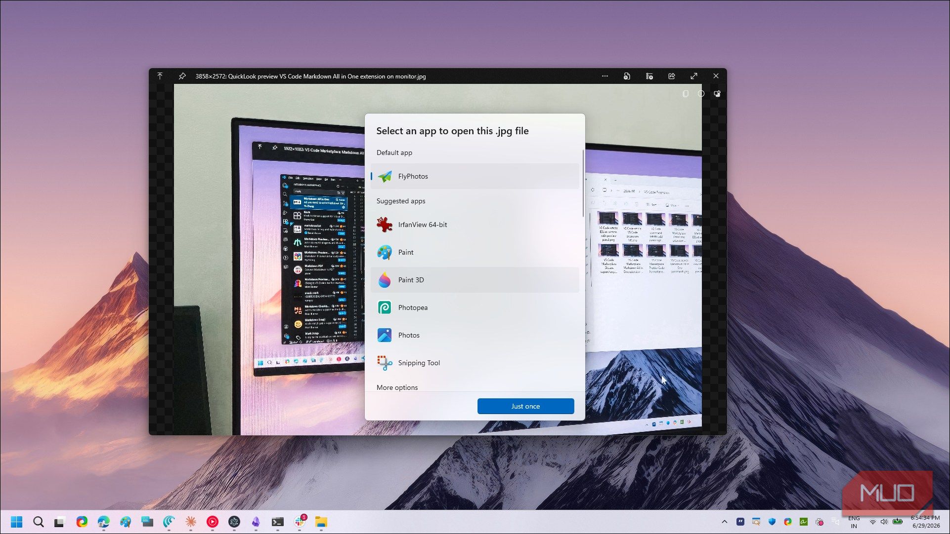 Windows open with app dialog for jpg file