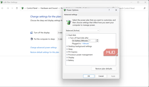 Windows power option