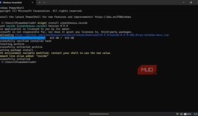 Windows Powershell installing zoxide software.