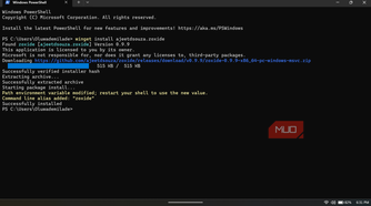 Windows Powershell installing zoxide software.