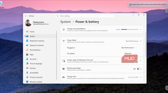 Windows set to Best Performance mode