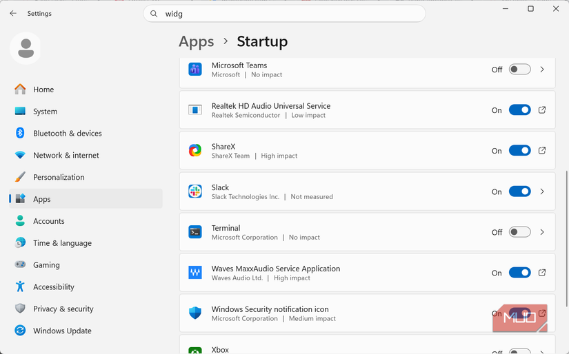 Windows startup apps