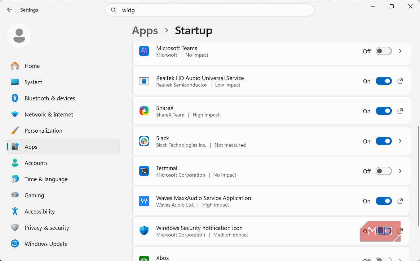 Windows startup apps