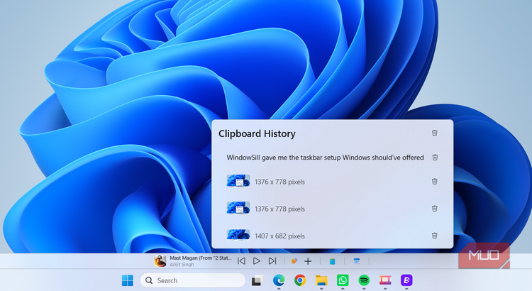 WindowSill app clipboard tool on desktop