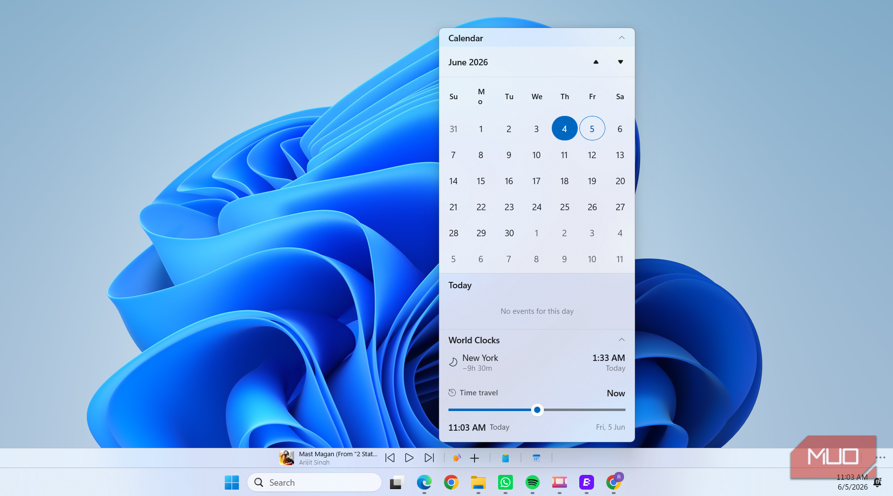WindowSill calendar on desktop