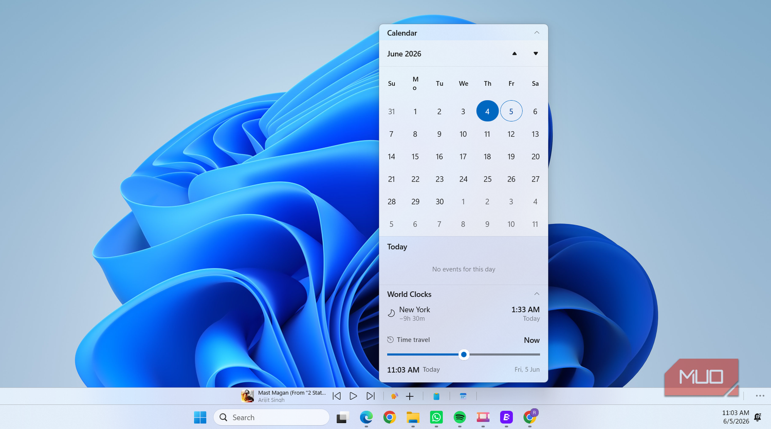 WindowSill calendar on desktop