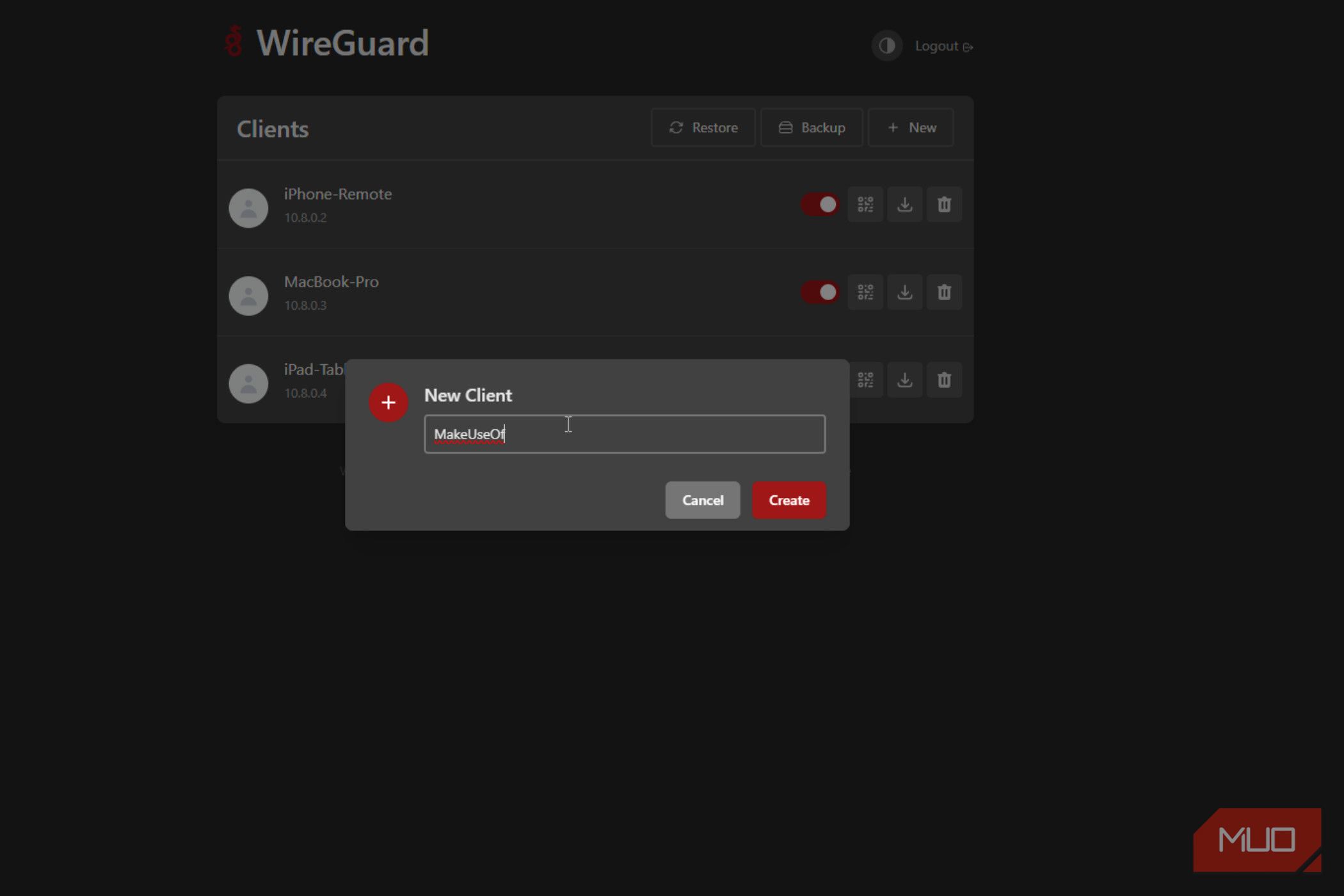 WireGuard making a new client