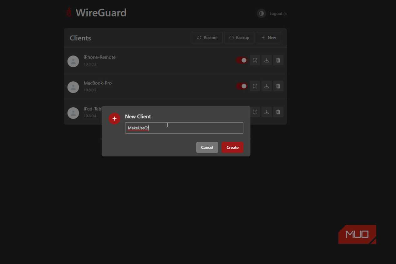 WireGuard making a new client