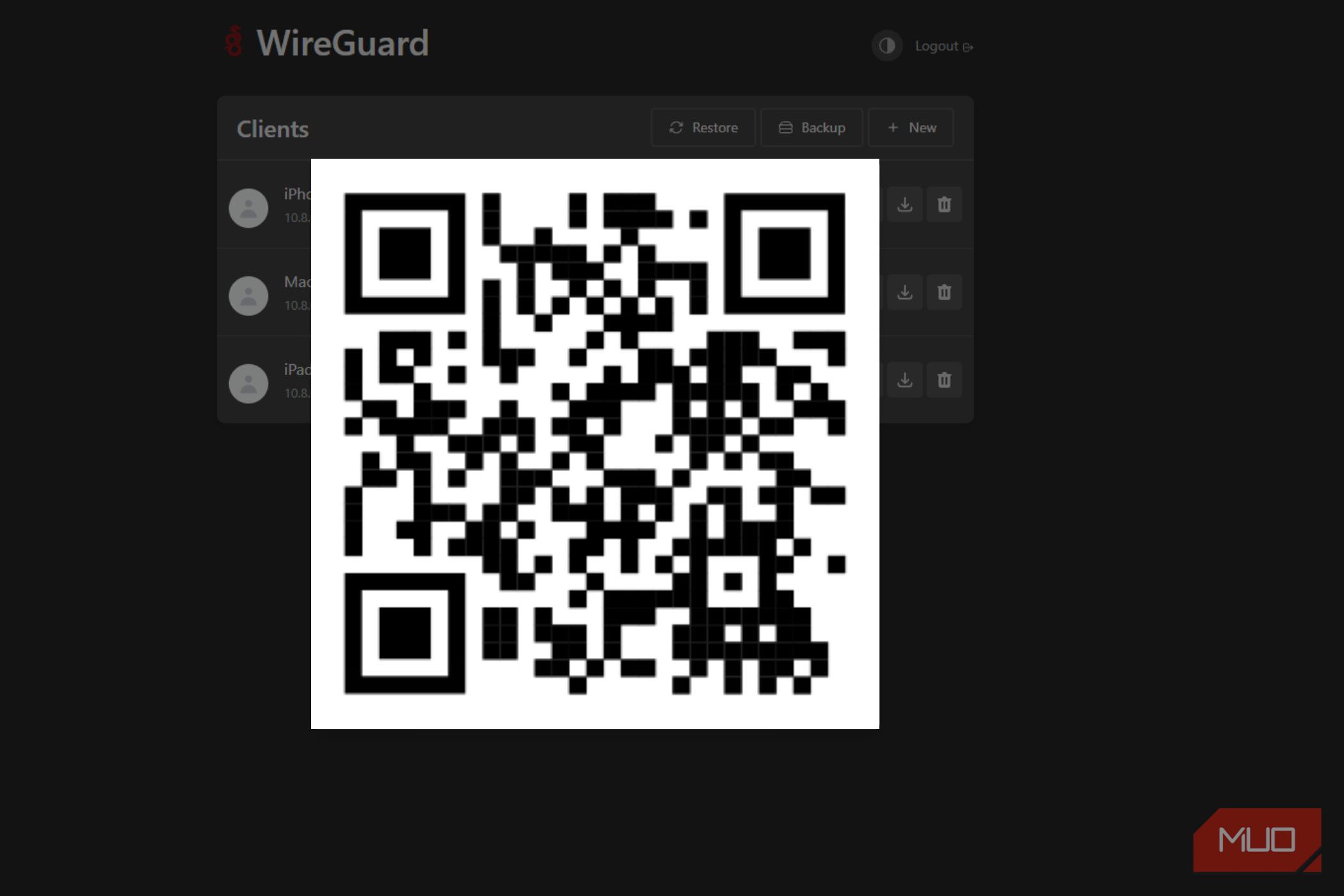 WireGuard with QR code that takes user to MUO website