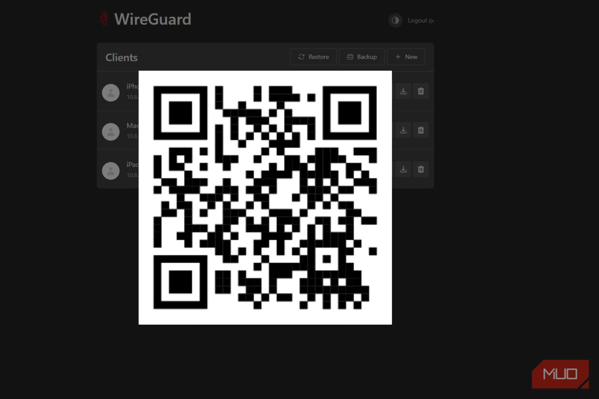 WireGuard with QR code that takes user to MUO website