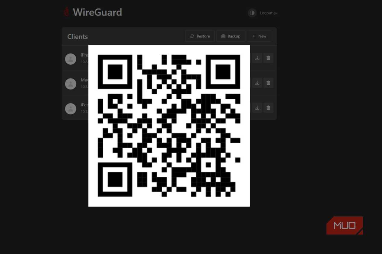 WireGuard with QR code that takes user to MUO website