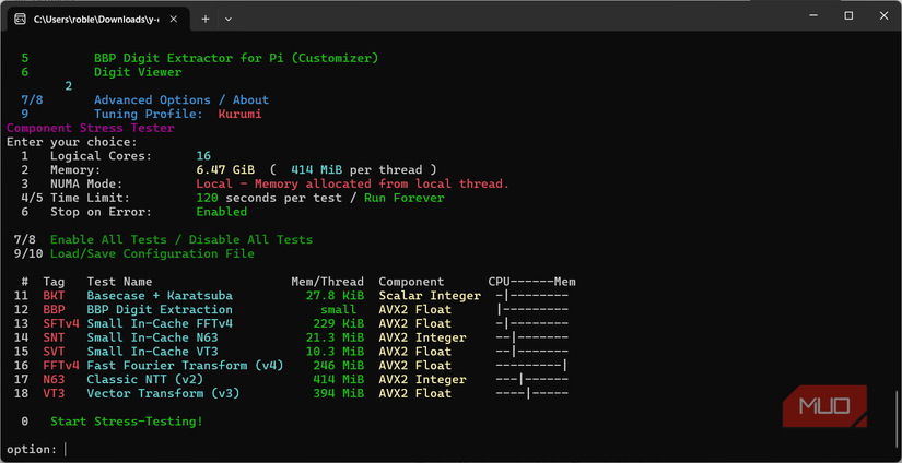 y-curncher testing on PC