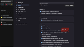 Zen Browser General Settings