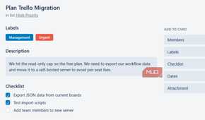 A card about moving fro Trello to Planka