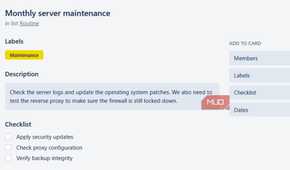 A checklist on Planka for someone to fill in
