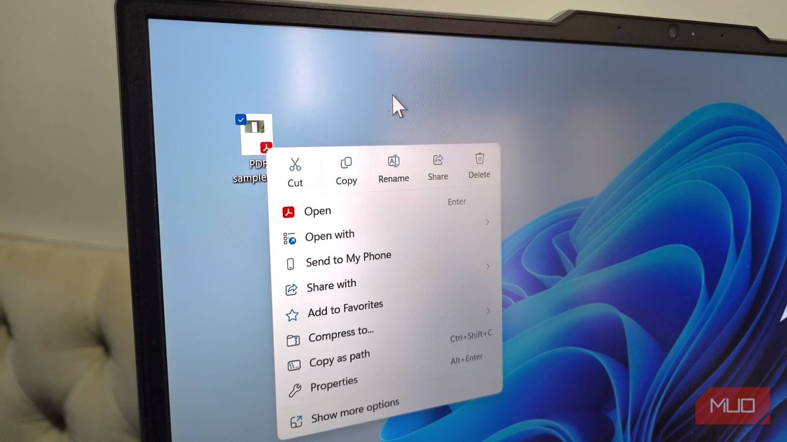 A compact Windows 11 context menu