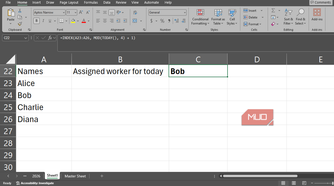 A formula using MOD and INDEX in Excel.