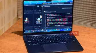 A laptop on a desk showing a local LLM running the pelican test
