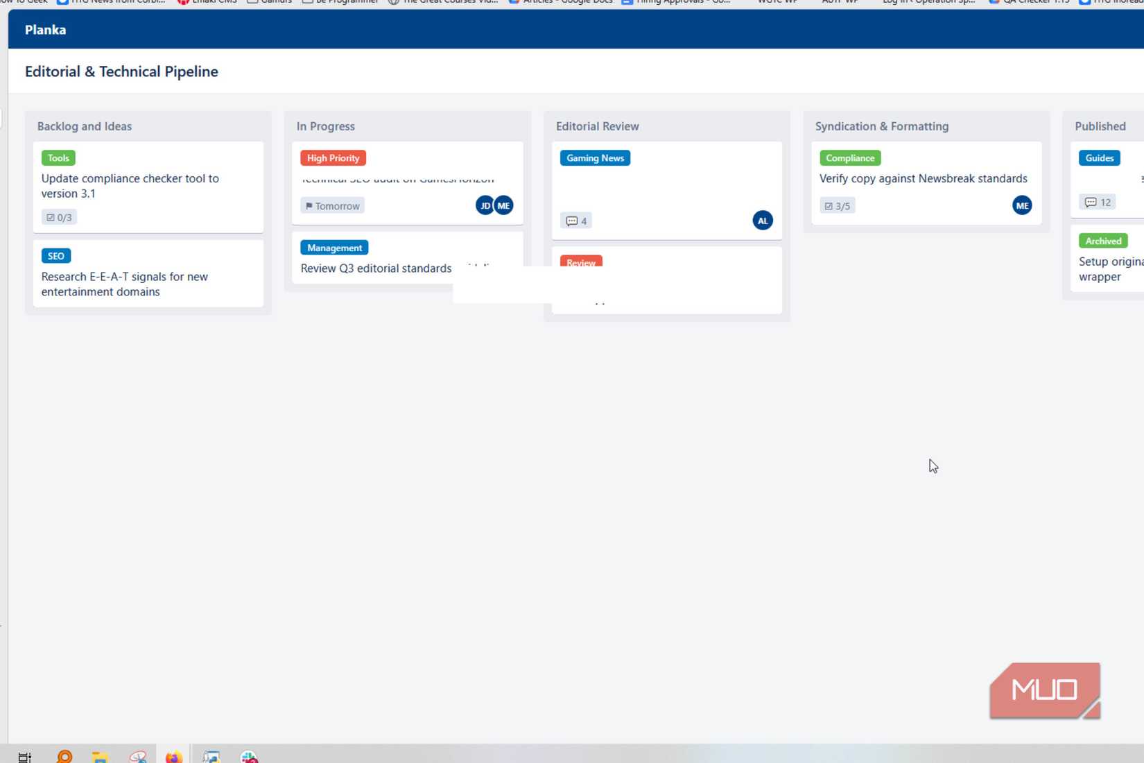A Planka interface with some things whited out for privacy